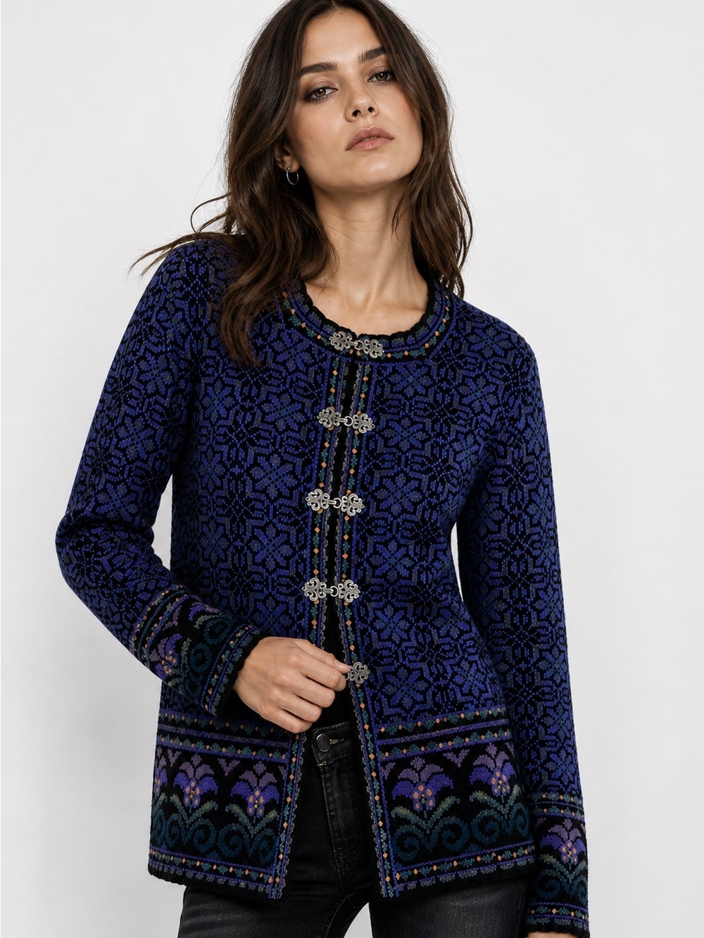 Icelandic Design Women's Atlandia Y2K Lined Clasp Jacket Purple Size L Sweater